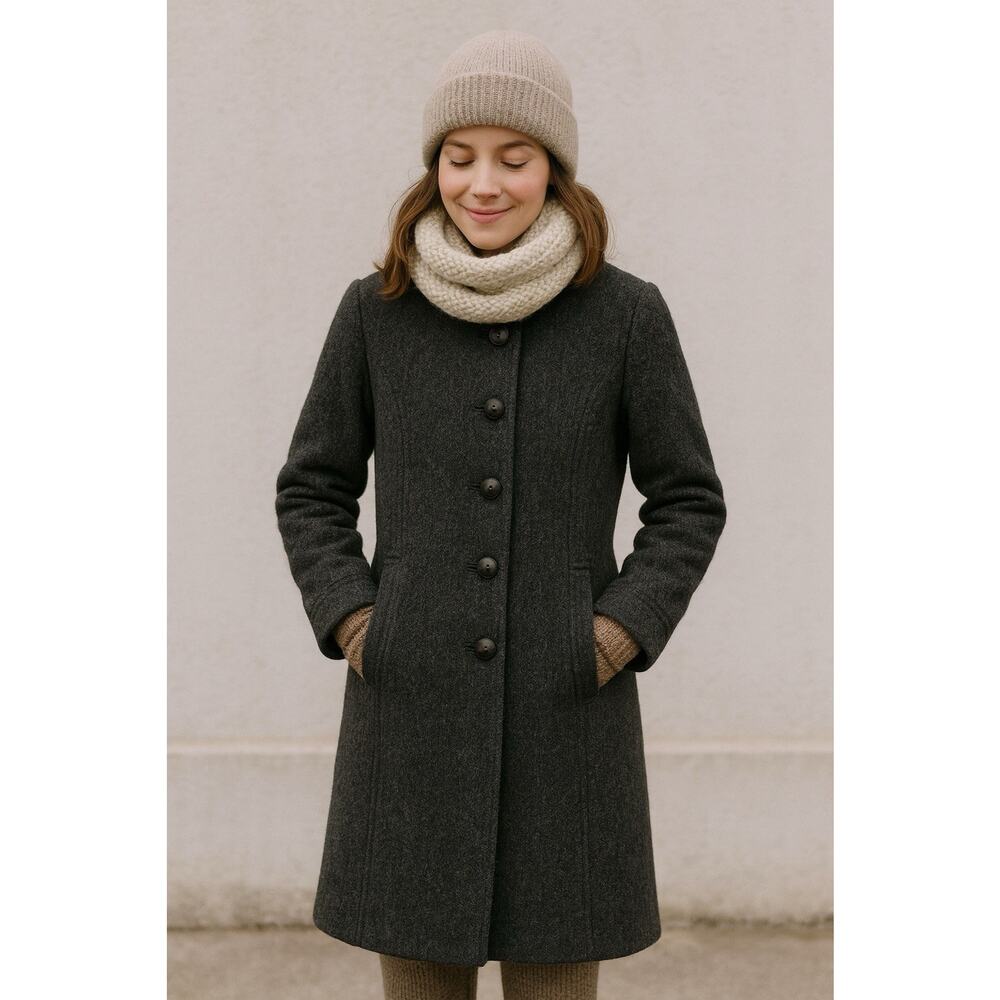 Vintage Lorendale Wool Coat Gray Union Made USA Evan Picone Style XS–S